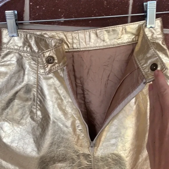 Metallic Gold Leather Shorts